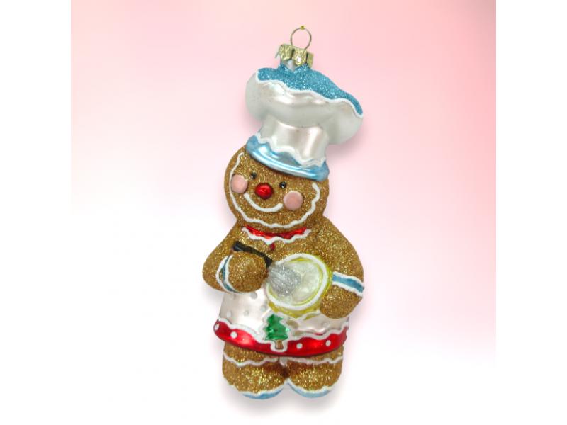 Gingerbread Boy w/Bowl Ornaments 4pc - Holiday Warehouse