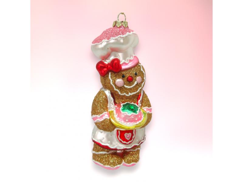 Gingerbread Girl w/Bowl Ornaments 4pc - Holiday Warehouse