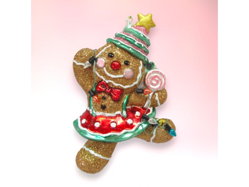 Gingerbread Girl w/Cake Ornaments 4pc - Holiday Warehouse