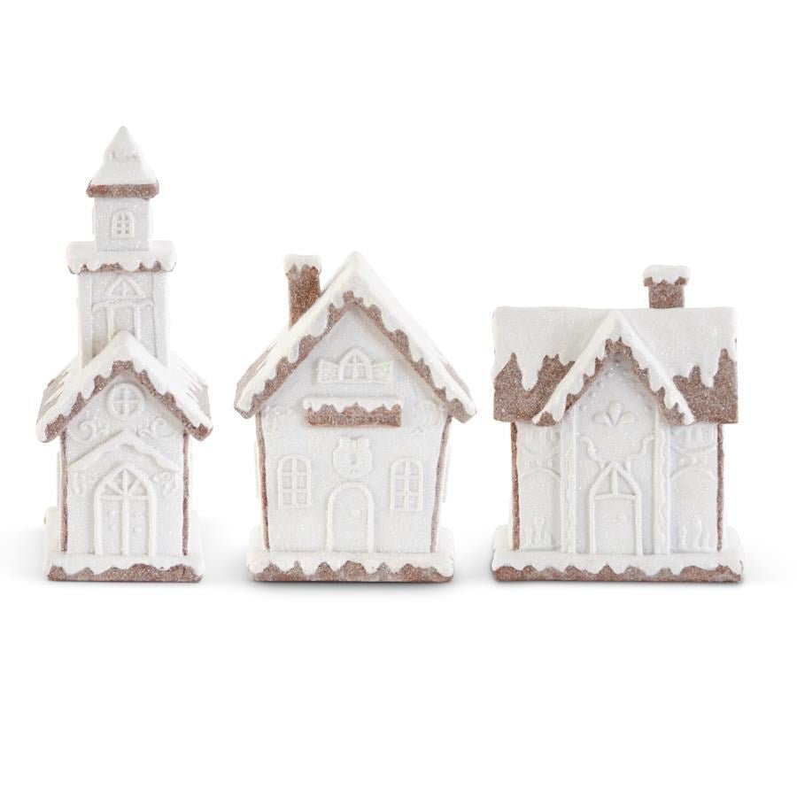 Glittered White Gingerbread House - Holiday Warehouse