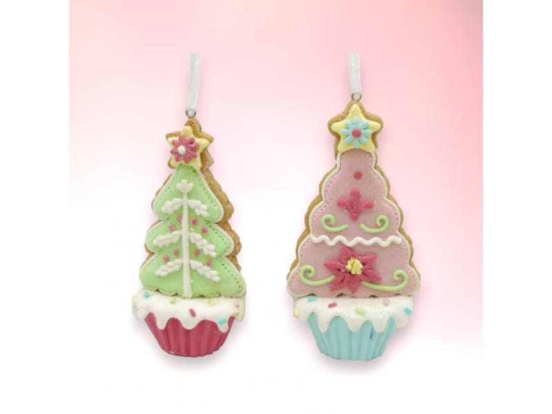 Iced Cookie Cupcake Ornaments 6pc - Holiday Warehouse