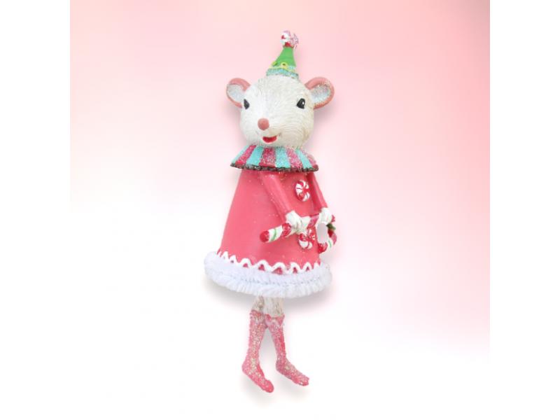 Mouse w/Candy Cane Ornaments 4pc - Holiday Warehouse