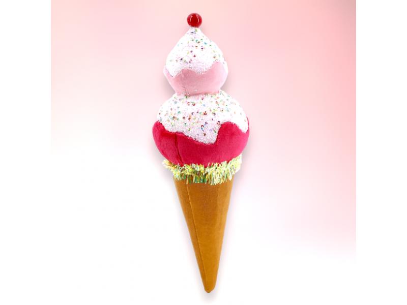 Pink Ice Cream Cone Ornaments 2pc - Holiday Warehouse