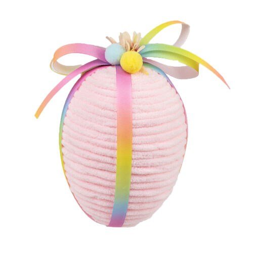 Pink Yarn Hanging Egg with Bow - Holiday Warehouse