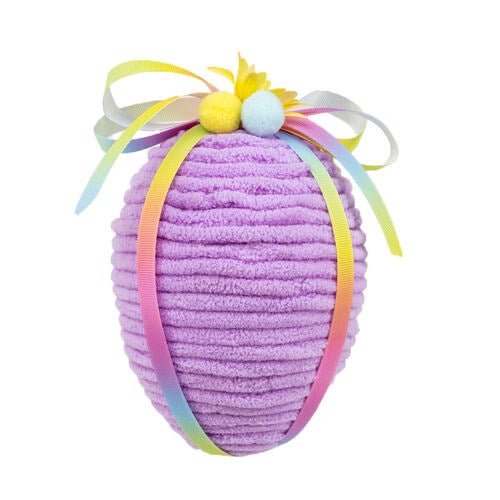 Purple Yarn Hanging Egg with Bow - Holiday Warehouse