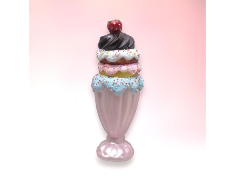 Retro Pink Ice Cream Sundae Ornaments 4pc - Holiday Warehouse