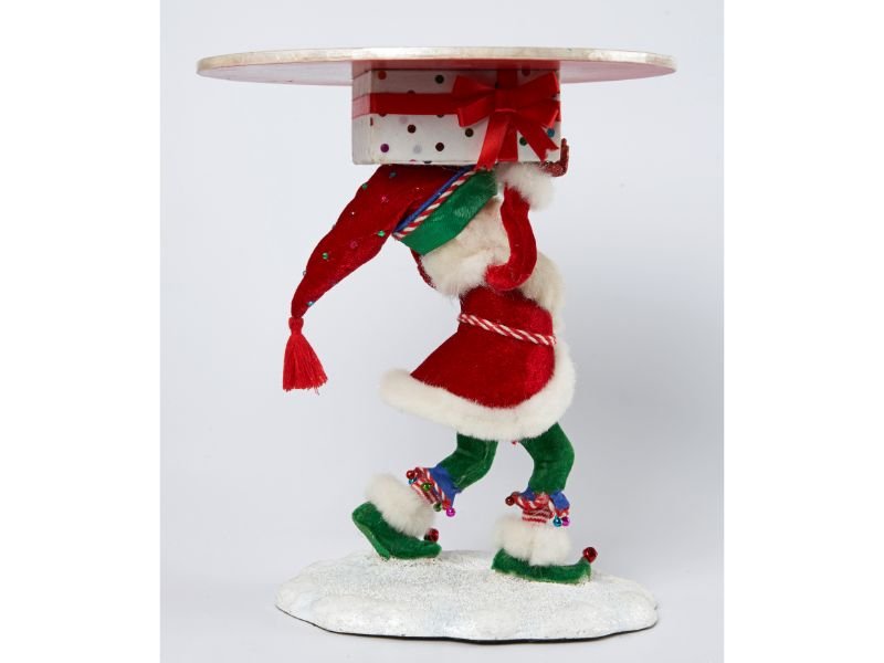 Short Santa Elf Holding Tray 13.8" - Holiday Warehouse