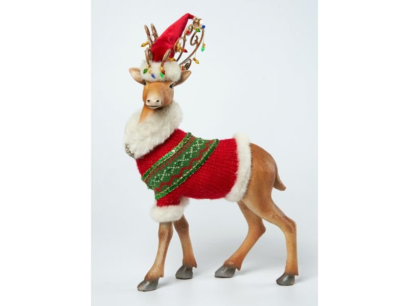 Snow Day Deer With Sweater 15" - Holiday Warehouse