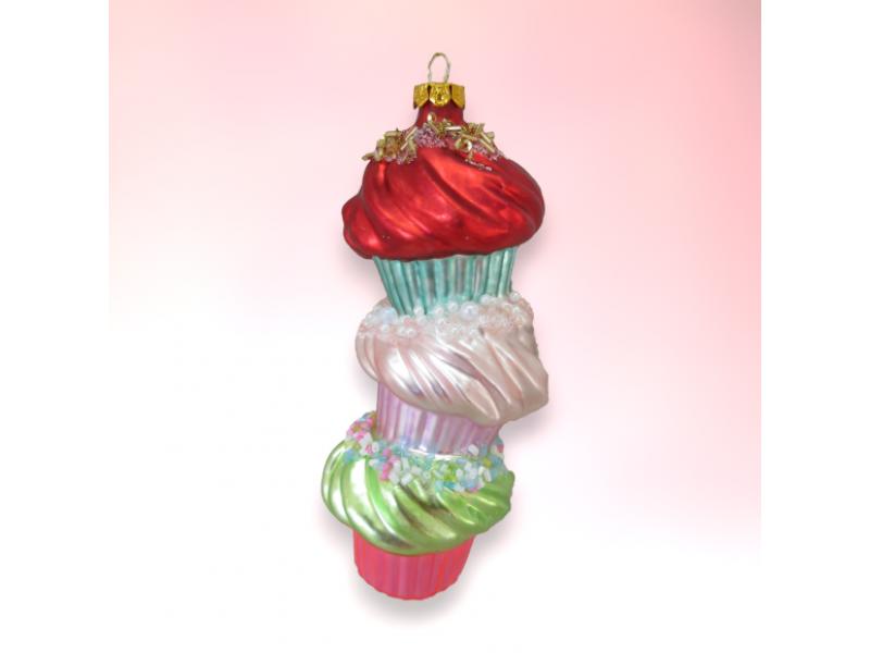 Stacked Cupcake Ornaments 3pc - Holiday Warehouse