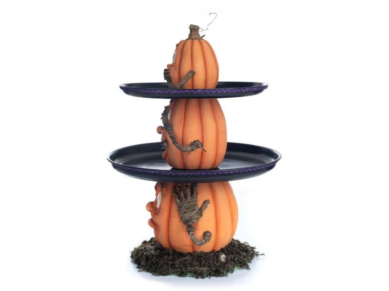 Three Wise Pumpkins Tiered Tray - Holiday Warehouse